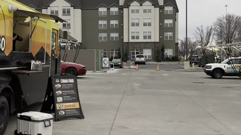 Mambo food truck set up for service at a company event.