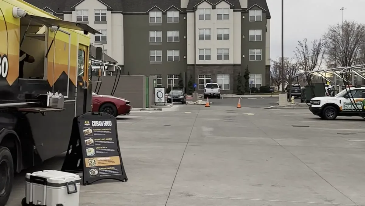 Mambo food truck set up for service at a company event.